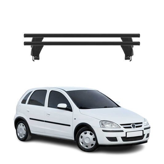 Menabo Dachträger Grundtäger für Opel Corsa C 2000-2006 50kg Alu Schwarz 2 tlg OMAC DE