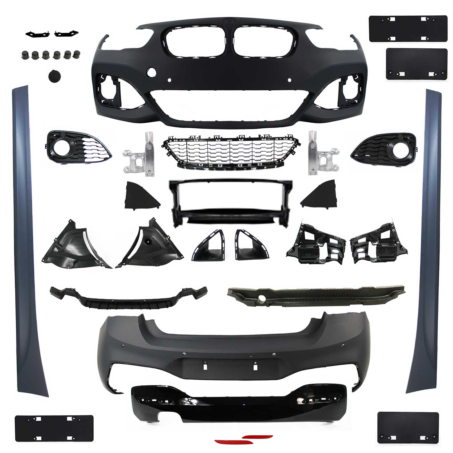 JOM Stoßstangen Kit & Seitenschweller für BMW F20 LCI 5-türer 2015-2019 Schwarz OMAC DE