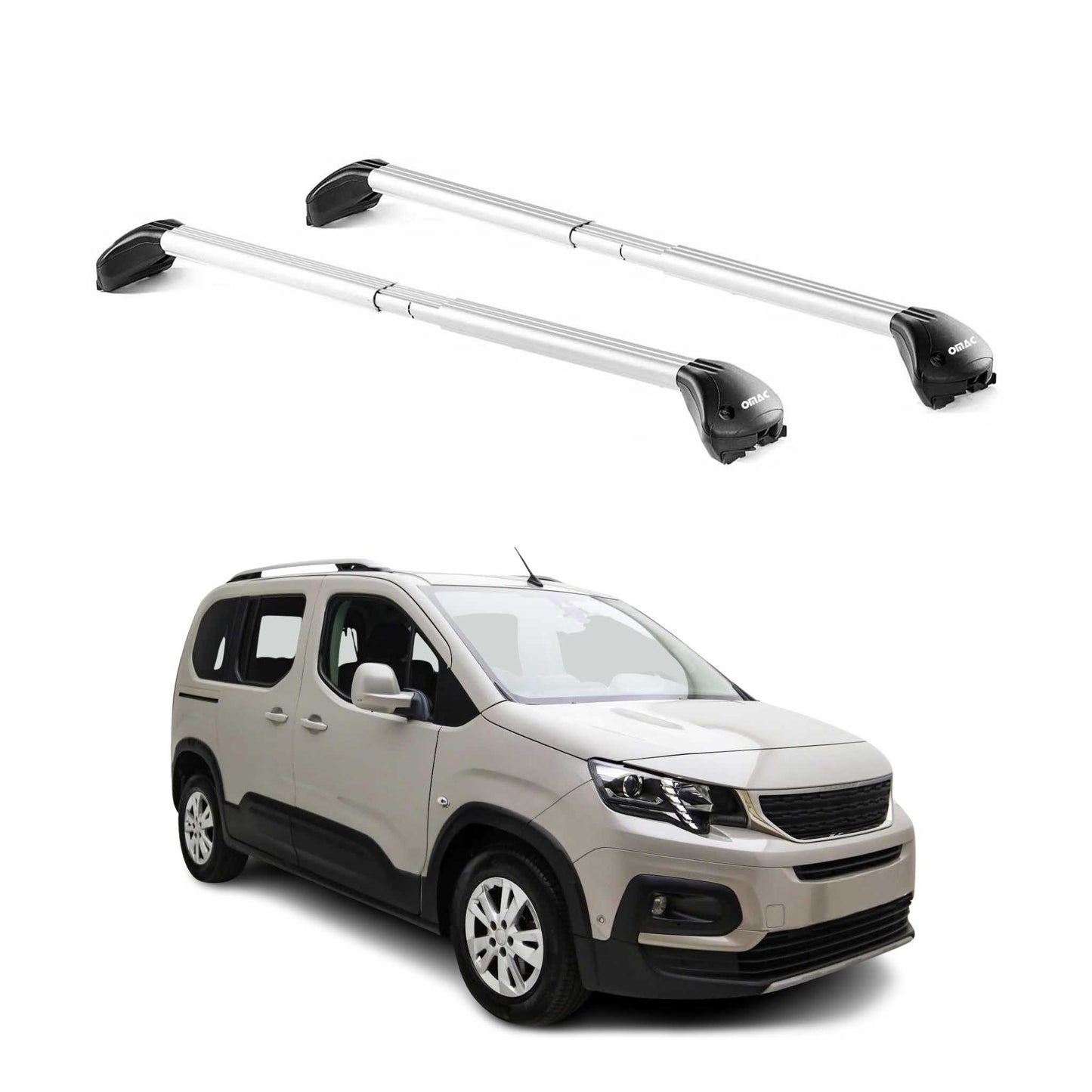 Dachträger für Peugeot Partner / Rifter 2008-2025 3-5 tür 100kg Alu ABE Silber OMAC DE