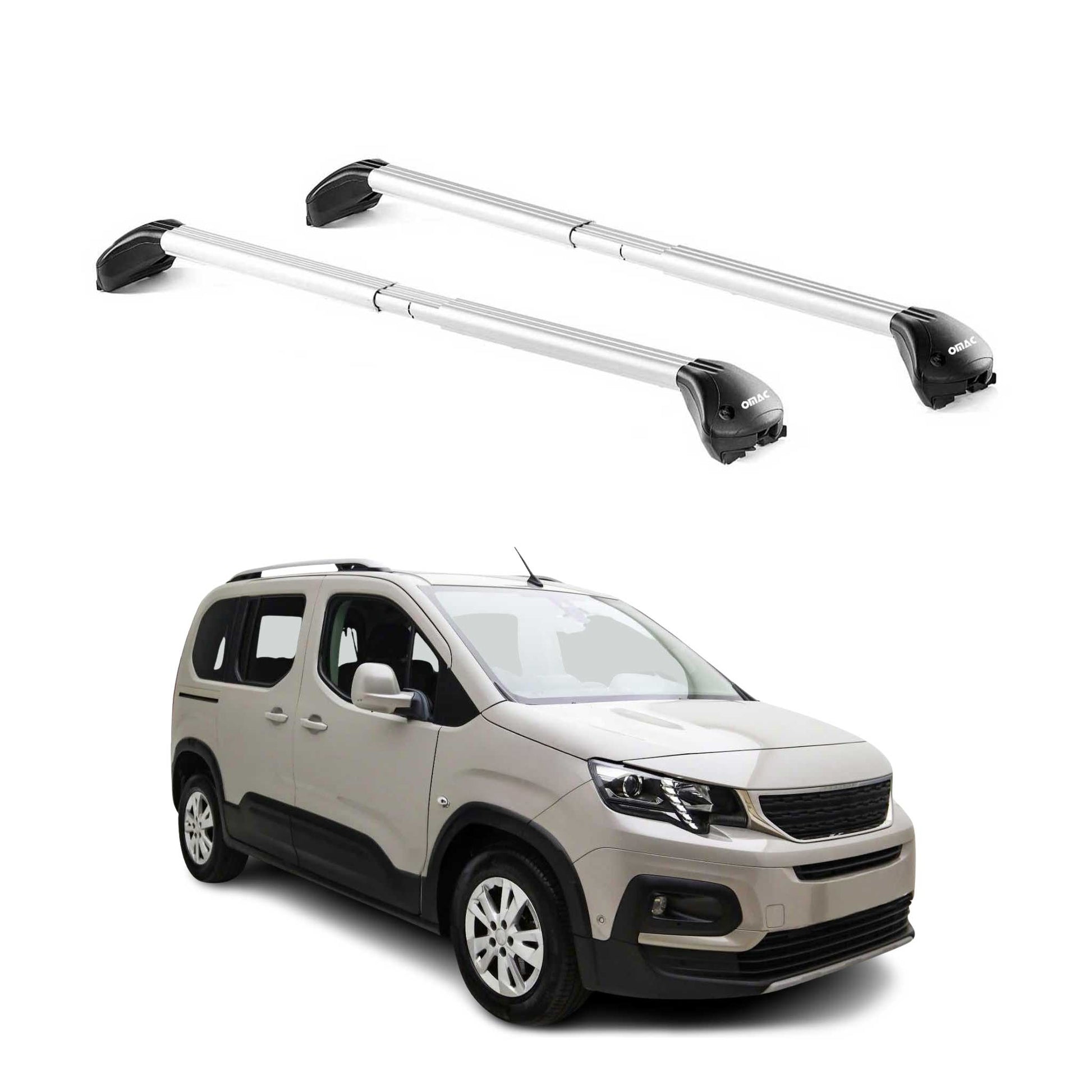 Dachträger für Peugeot Partner / Rifter 2008-2025 3-5 tür 100kg Alu ABE Silber OMAC DE