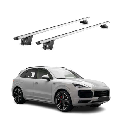 Dachträger Grundtäger für Porsche Cayenne 2018-2025 100kg Alu Silber 2tlg ABE OMAC DE