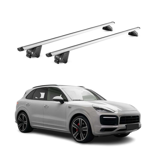 Dachträger Grundtäger für Porsche Cayenne 2018-2025 100kg Alu Silber 2tlg ABE OMAC DE