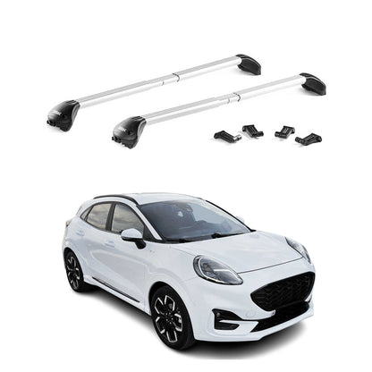 Dachträger Grundtäger für Ford Puma 2019-2025 100kg Aluminium Silber 2 tlg ABE OMAC DE