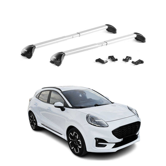 Dachträger Grundtäger für Ford Puma 2019-2025 100kg Aluminium Silber 2 tlg ABE OMAC DE
