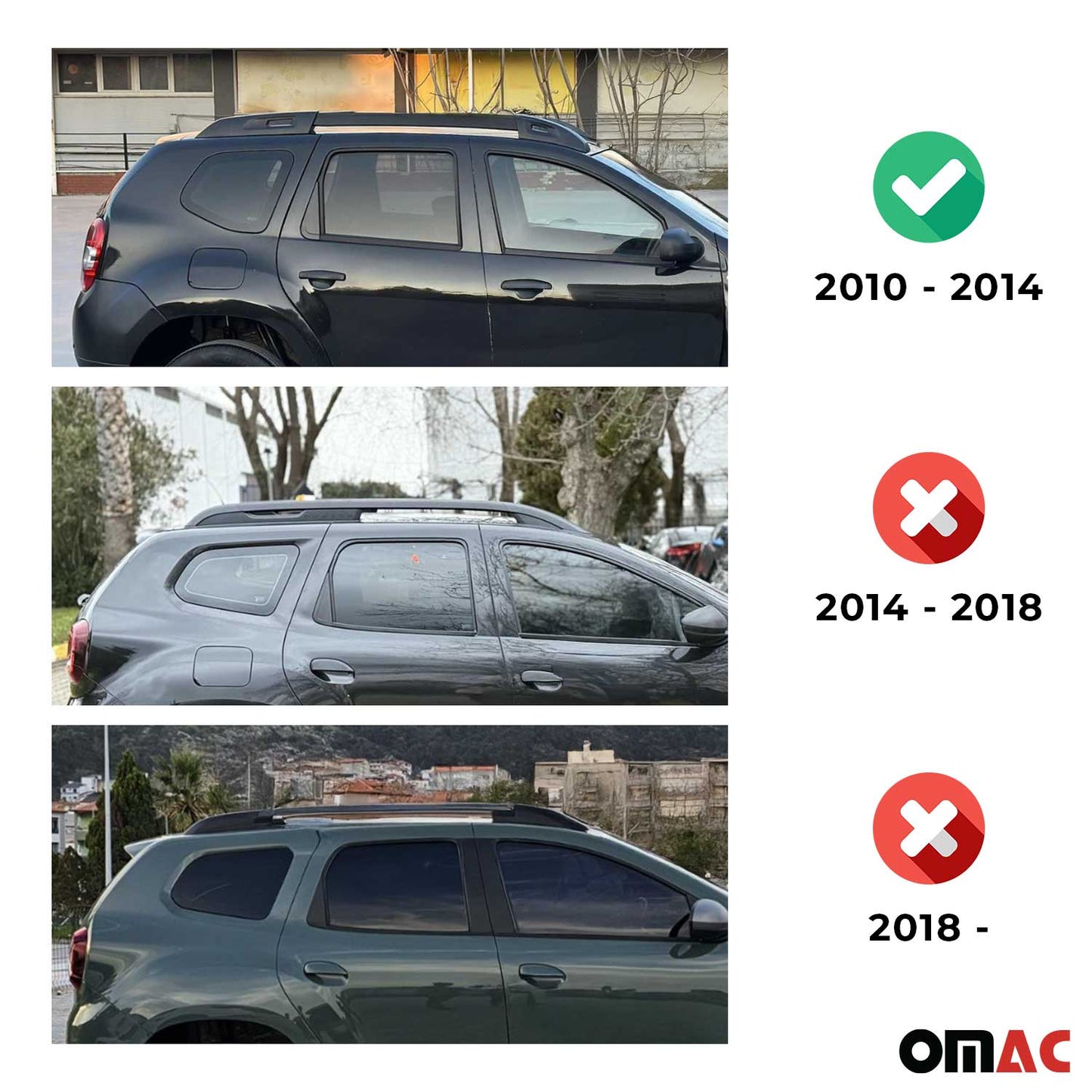 Dachträger Gepäckträger für Dacia Duster 2010-13 Pre-FL Relingträger Alu Schwarz OMAC DE