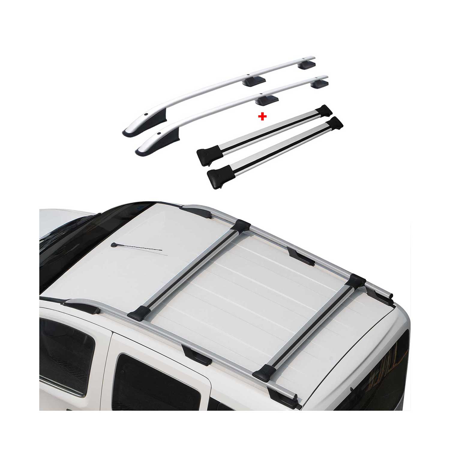 Dachreling + Dachträger für Fiat Fiorino Qubo Nemo Peugeot Bipper 2008-2022 Grau OMAC DE