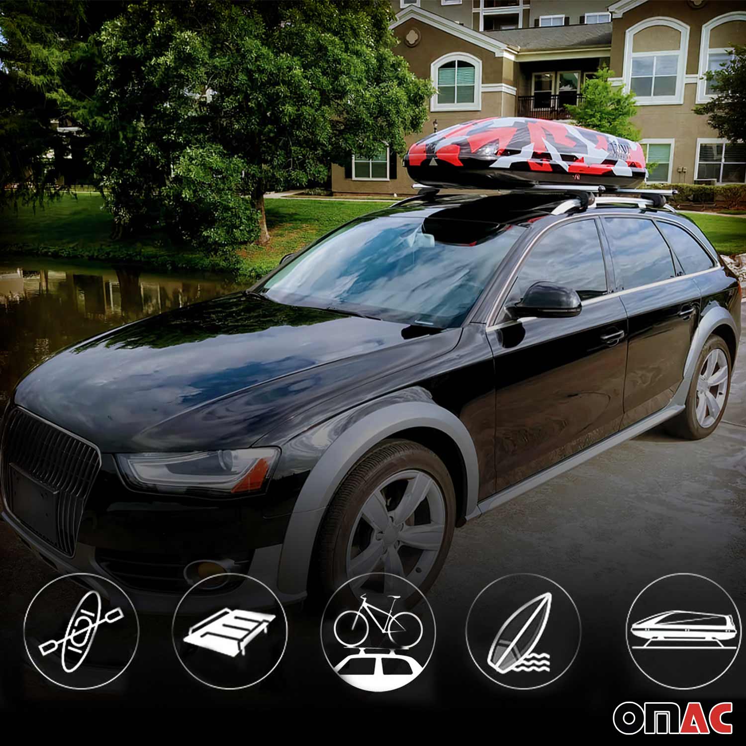 Dachträger Grundtäger für Audi A4 B6 Avant 2001-2004 75kg Alu Schwarz 2 tlg OMAC DE