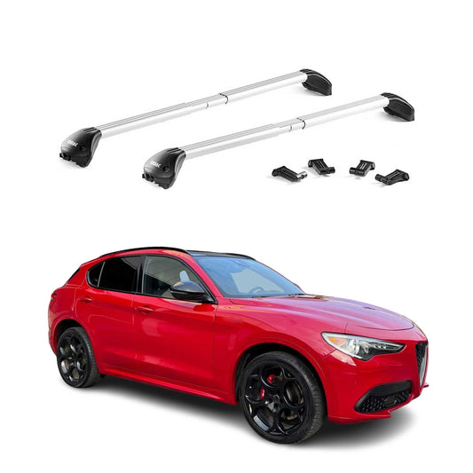 Dachträger Grundtäger für Alfa Romeo Stelvio 2016-2025 100kg Alu Silber 2tlg ABE OMAC DE