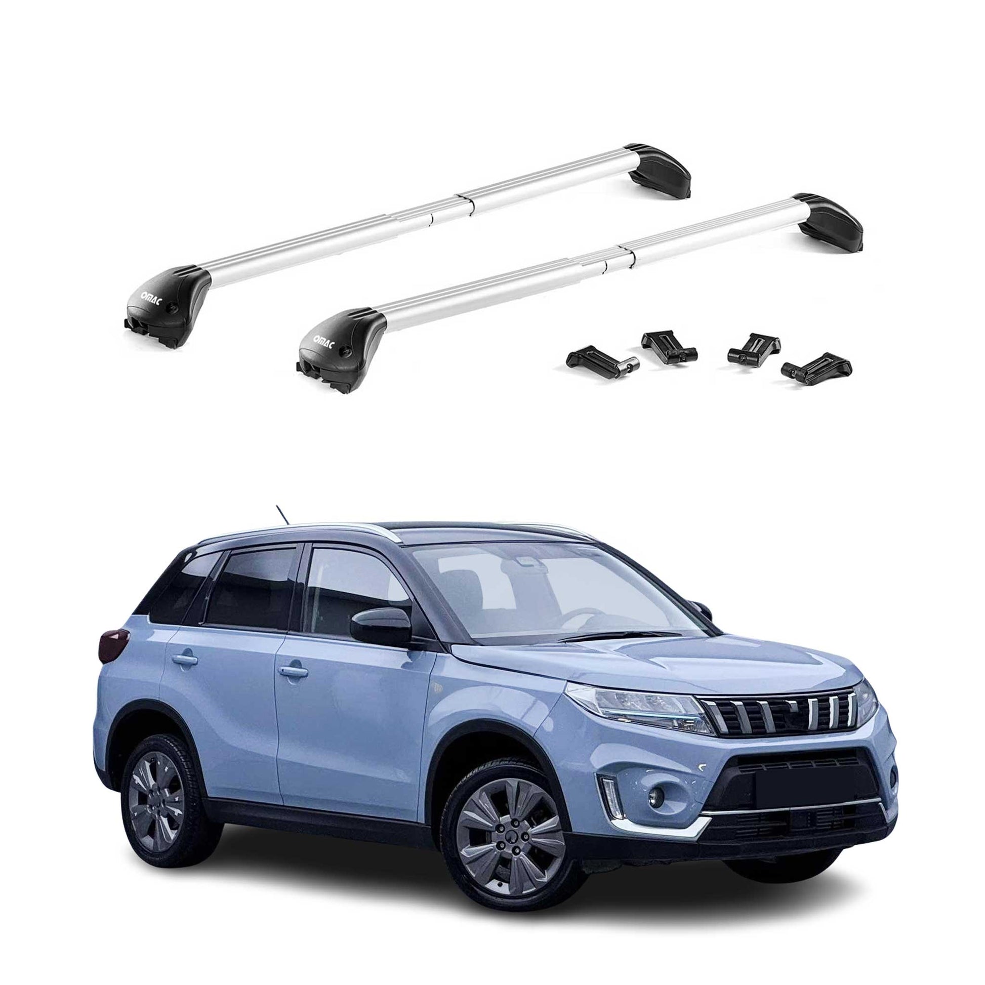 Dachträger Grundtäger für Suzuki Vitara mk4 2015-2025 100kg Alu Silber 2 tlg ABE OMAC DE