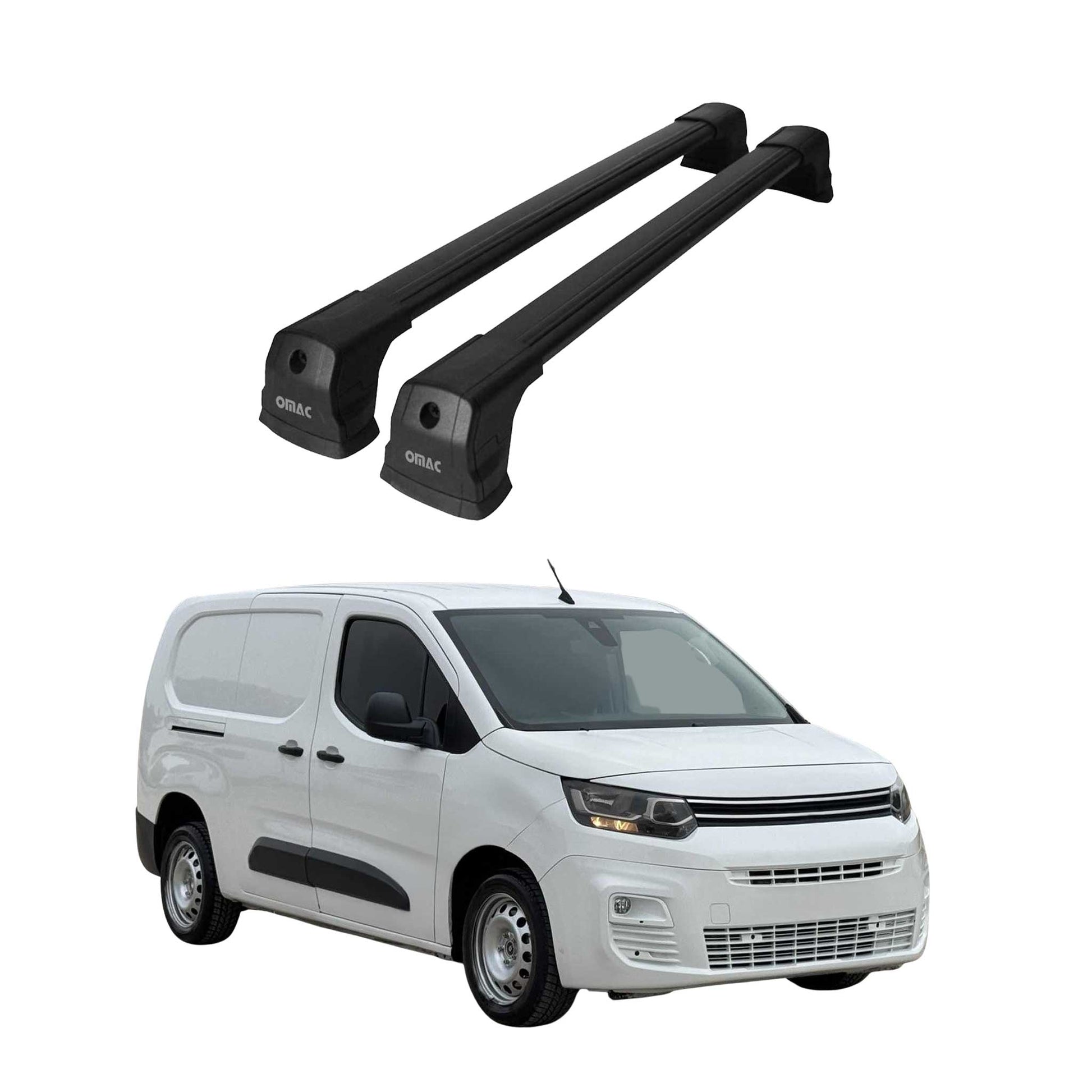 Dachträger Grundtäger für Citroen Berlingo 2018-2025 75kg Aluminium Schwarz 2x OMAC DE