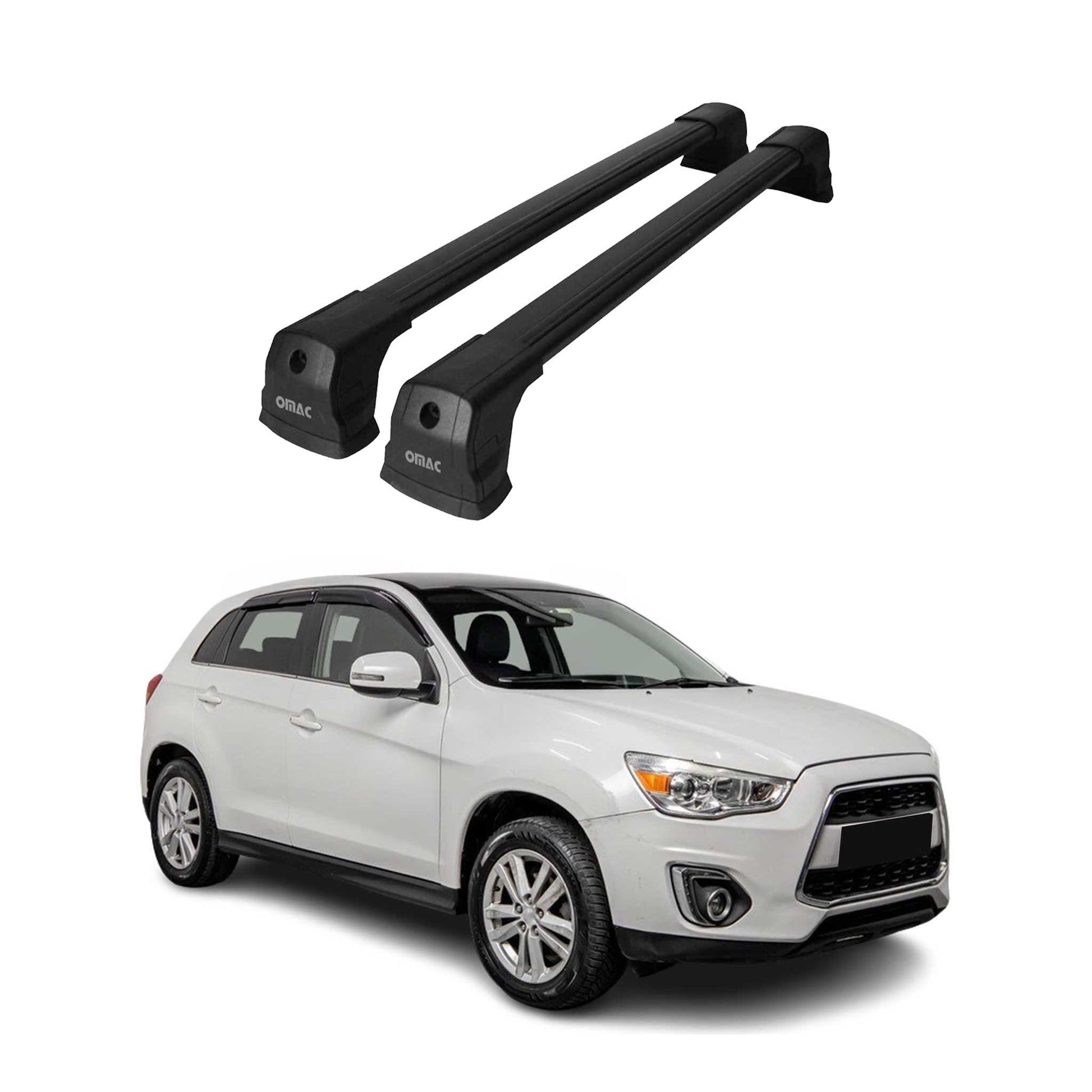 Dachträger Grundtäger für Mitsubishi ASX 2010-2023 75kg Aluminium Schwarz 2 tlg OMAC DE
