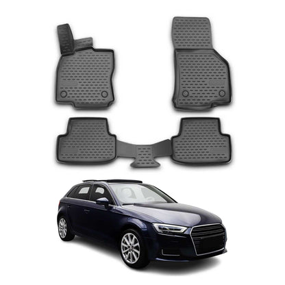 OMAC Gummimatten Fußmatten für Audi A3 2012-2020 HB TPE Automatten Schwarz 4x OMAC DE