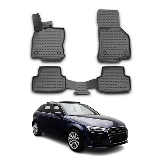OMAC Gummimatten Fußmatten für Audi A3 2012-2020 HB TPE Automatten Schwarz 4x OMAC DE