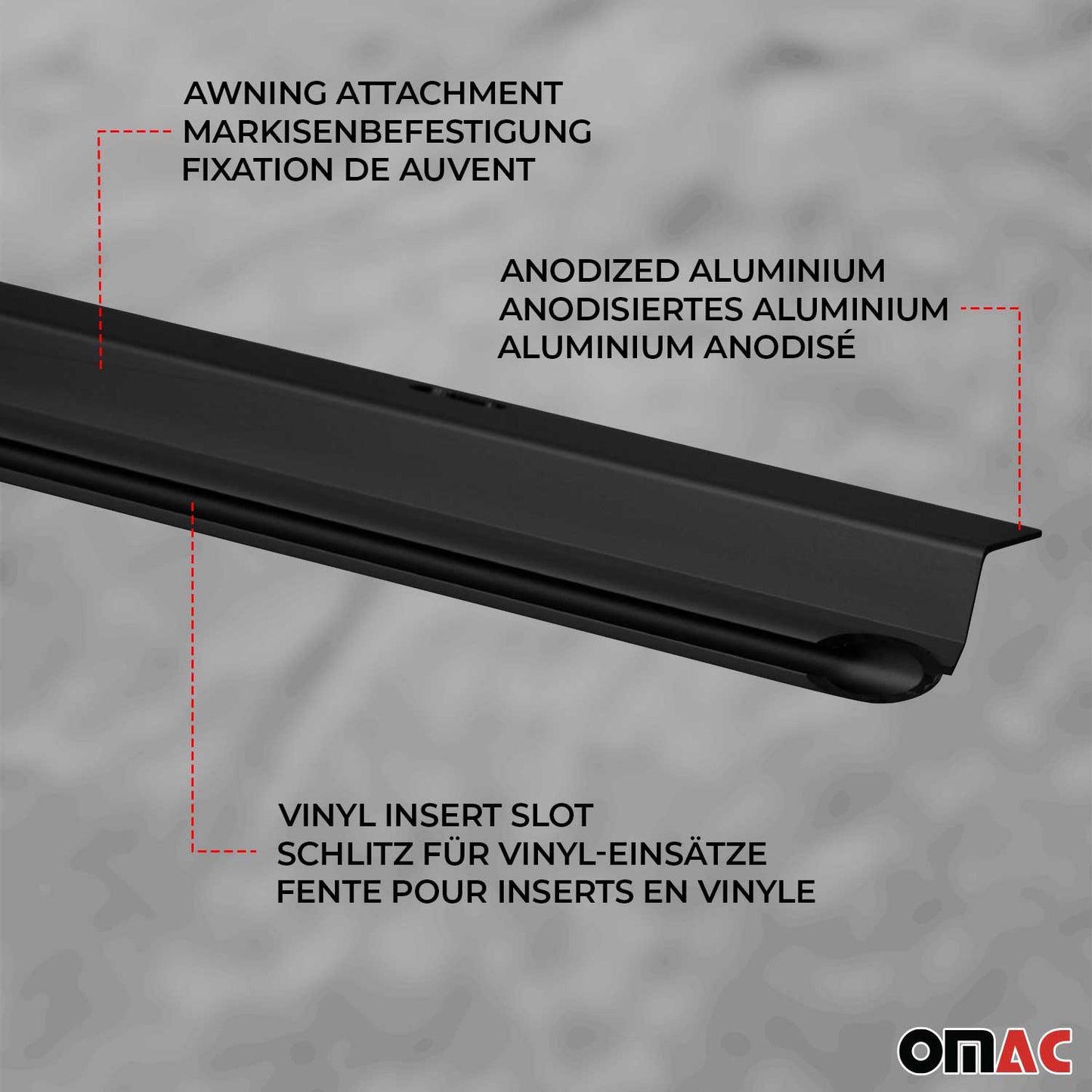 Sonnensegel Kedereinzug Kederschiene Kederleiste für VW T5 T6 ab 2003 L2 Schwarz OMAC DE