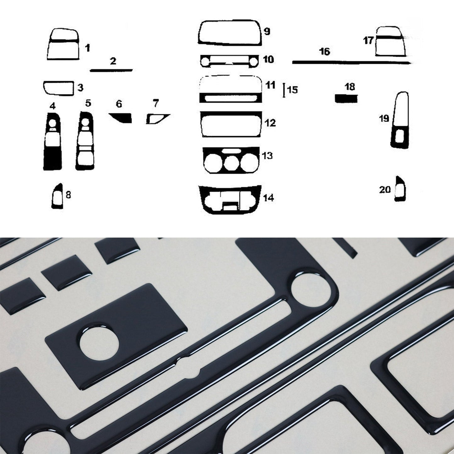 Innenraum Dekor Cockpit für Fiat Linea 2007-2018 Piano Schwarz Optik 20 tlg OMAC DE