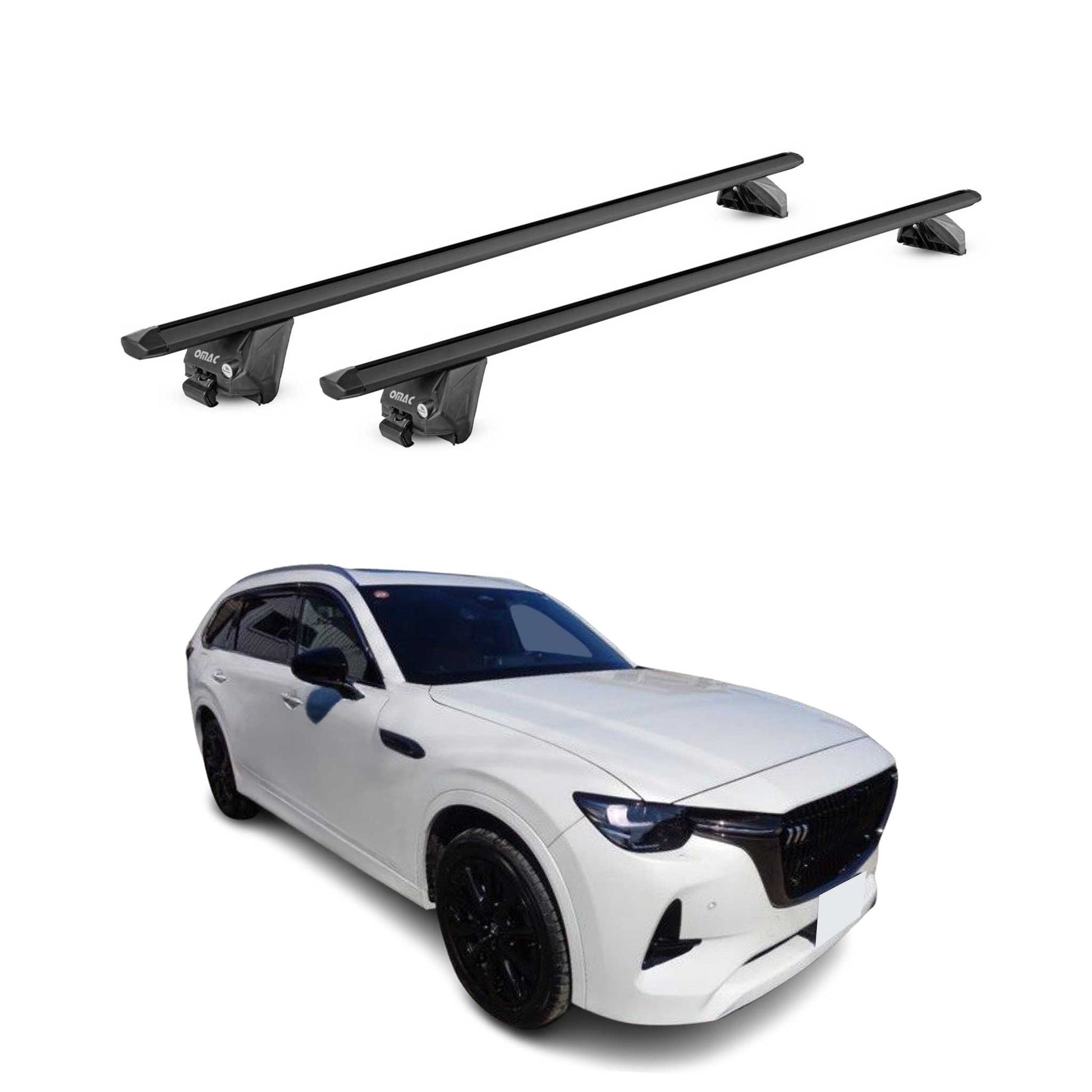 Dachträger Grundtäger für Mazda CX-80 2024-2025 100kg Alu Schwarz 2 tlg ABE OMAC DE