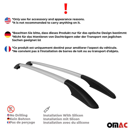Aluminium Dachreling Relingträger für Renault Clio 2012-2019 Silber 2x OMAC DE