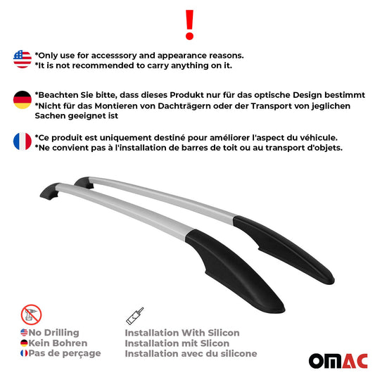 Aluminium Dachreling Relingträger für Renault Clio 2012-2019 Silber 2x OMAC DE