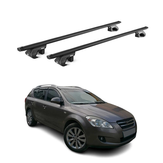 Dachträger Grundtäger für Kia Cee'd Kombi ED 2007-2012 90kg Alu Schwarz 2x ABE OMAC DE
