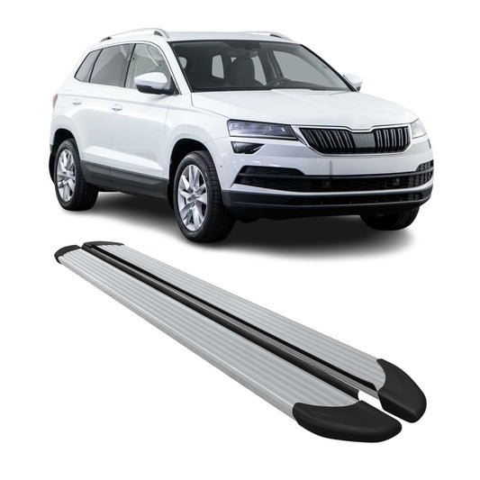 Trittbretter Seitenschweller für Skoda Karoq 2017-2025 Aluminium Silber 2 tlg - autoseifert.com
