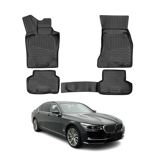 OMAC Gummimatten Fußmatten für BMW 7er G11 G12 2015-2022 Automatten Schwarz 4x OMAC DE