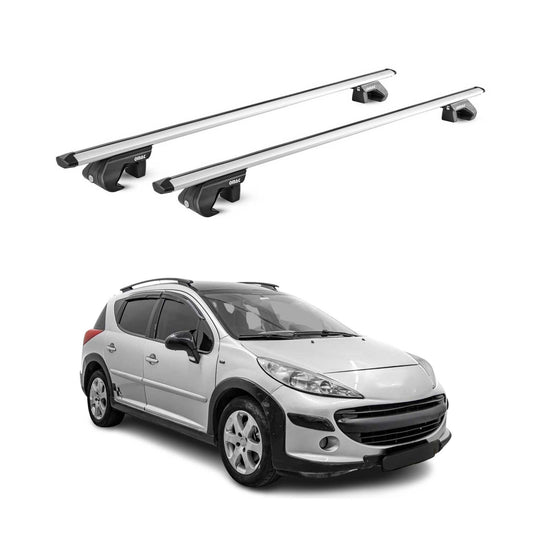 Dachträger Grundtäger für Peugeot 207 Kombi 2007-2012 90kg Alu Silber 2 tlg ABE OMAC DE