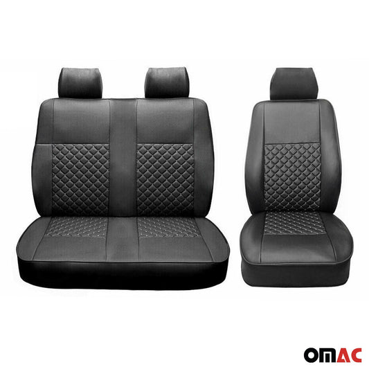 Sitzbezüge Schonbezüge für Mercedes Sprinter W906 2006-2018 Leder Schwarz 2+1 OMAC DE