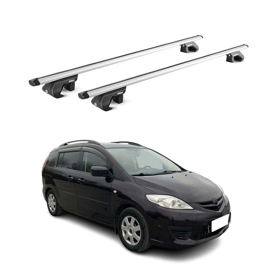 Dachträger Grundtäger für Mazda 5 / Premacy 2005-2018 90kg Alu Silber 2 tlg ABE OMAC DE