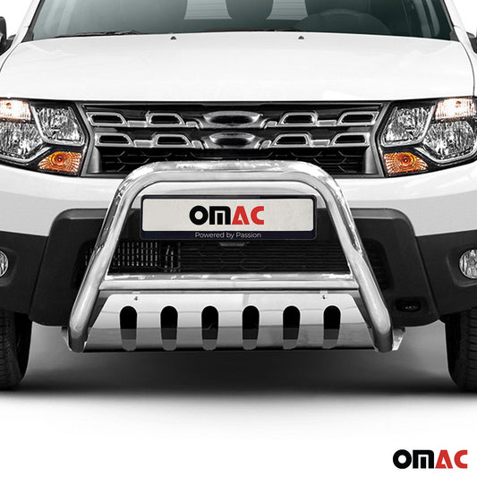 Frontbügel Frontschutzbügel für Dacia Duster 2010-2018 ABE Stahl Silber Glänzend OMAC DE