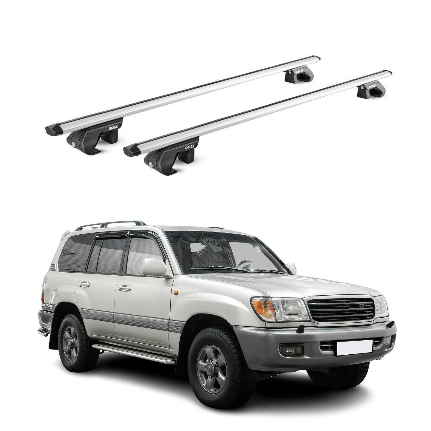 Dachträger für Toyota Land Cruiser 90 120 1996-2009 5 tür 90kg Alu Silber 2x ABE OMAC DE
