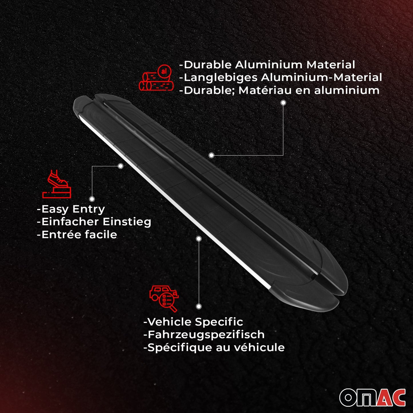 2023-2025 BYD Seal Trittbretter Seitenschweller Seitenbretter Aluminium Schwarz Silber OMAC DE