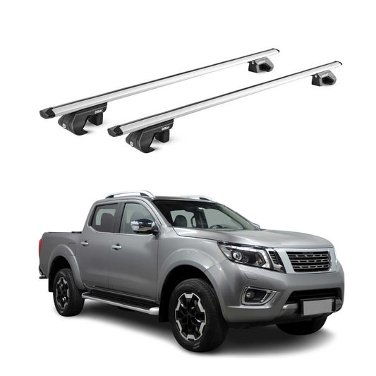 Dachträger Grundtäger für Nissan Navara D23 2015-2021 4 tür 90kg Alu Grau 2x ABE OMAC DE