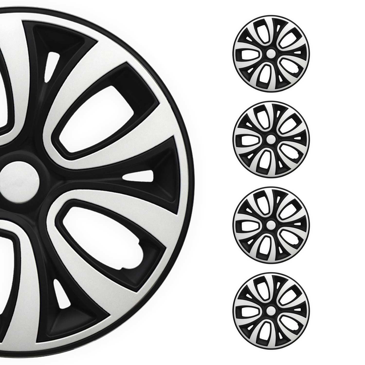 4x Radblenden Radkappen Radzierblenden 16" Zoll Schwarz Weiß OMAC DE