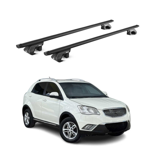 Dachträger Grundtäger für Ssangyong Korando 2010-2019 90kg Alu Schwarz 2 tlg ABE OMAC DE