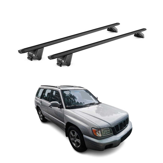 Dachträger Grundtäger für Subaru Forester mk1 1997-2002 100kg Alu Schwarz 2x ABE OMAC DE