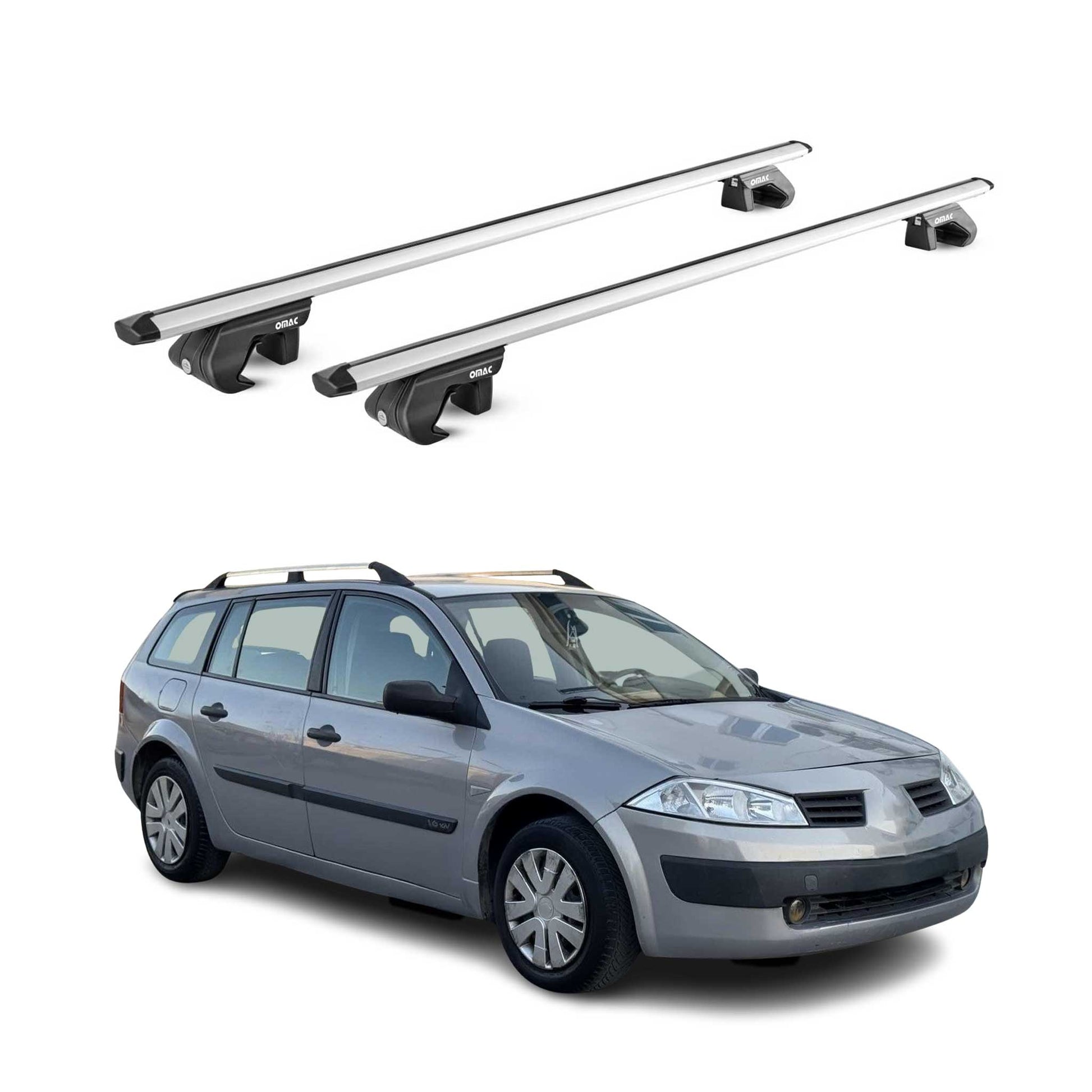 Dachträger für Renault Megane II III Kombi 2002-2016 90kg Alu Silber 2x ABE OMAC DE