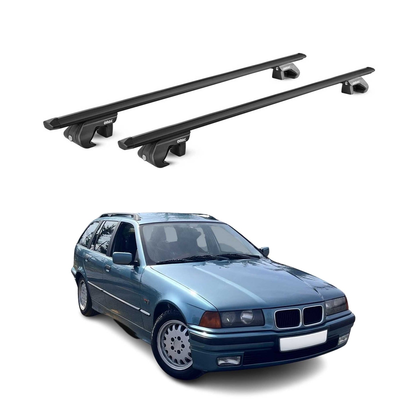 Dachträger Grundtäger für BMW 3er Touring E36 E91 1994-2012 90kg Alu Schwarz ABE OMAC DE