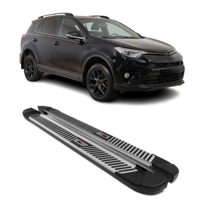 Trittbretter Seitenschweller für Toyota RAV4 Hybrid 2018-2025 Grau Alu 2 tlg