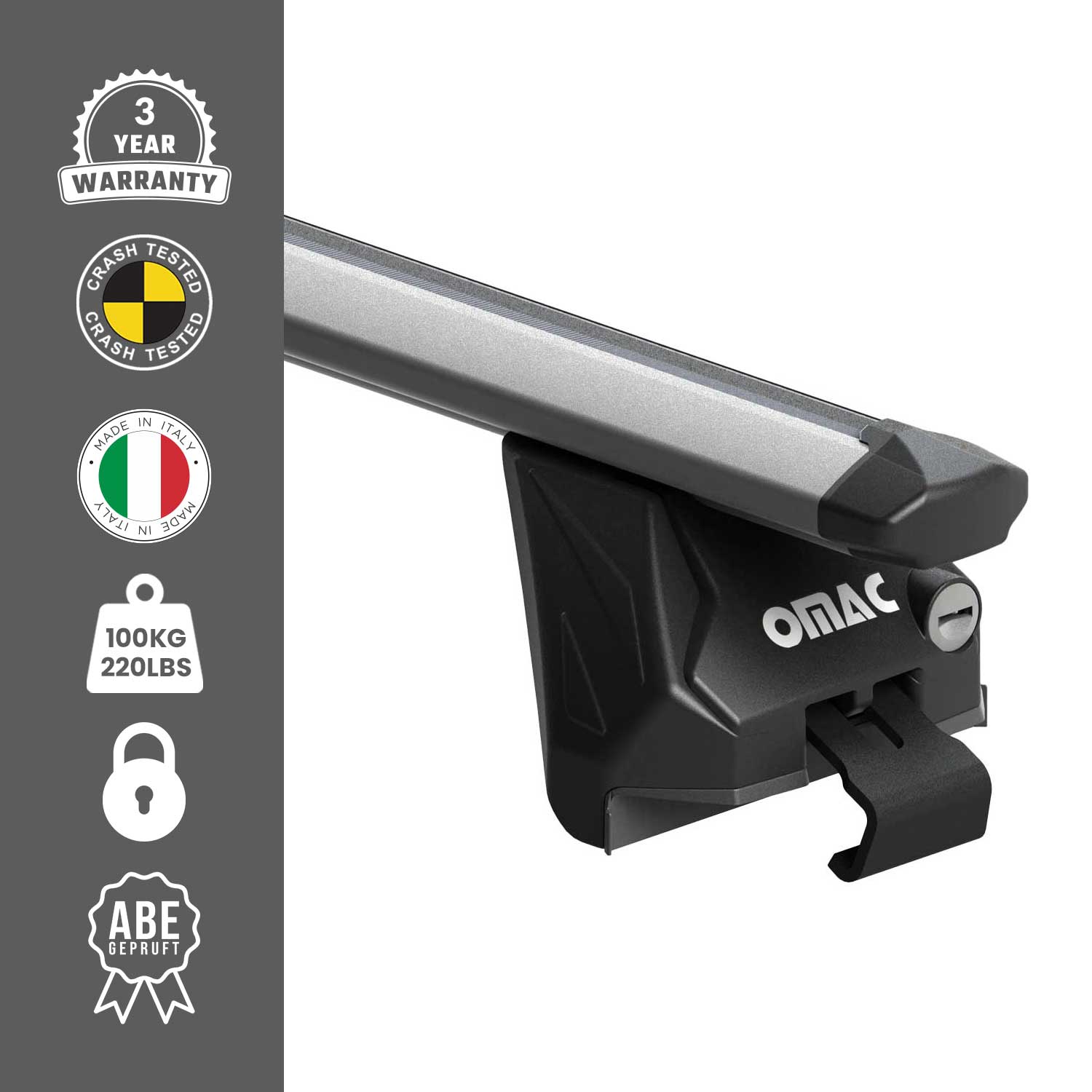 Alu Dachträger Gepäckträger Universal Bündige Schienen Silber ABE 2tlg 120 cm OMAC DE
