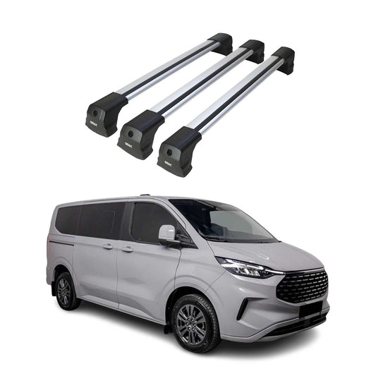 Dachträger für Ford Transit Custom / Tourneo Custom 2023-2025 75kg Silber 3 tlg OMAC DE