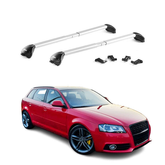 Dachträger für Audi A3 Sportback 8P 8V 8Y 2004-2025 100kg Alu Silber 2x ABE OMAC DE