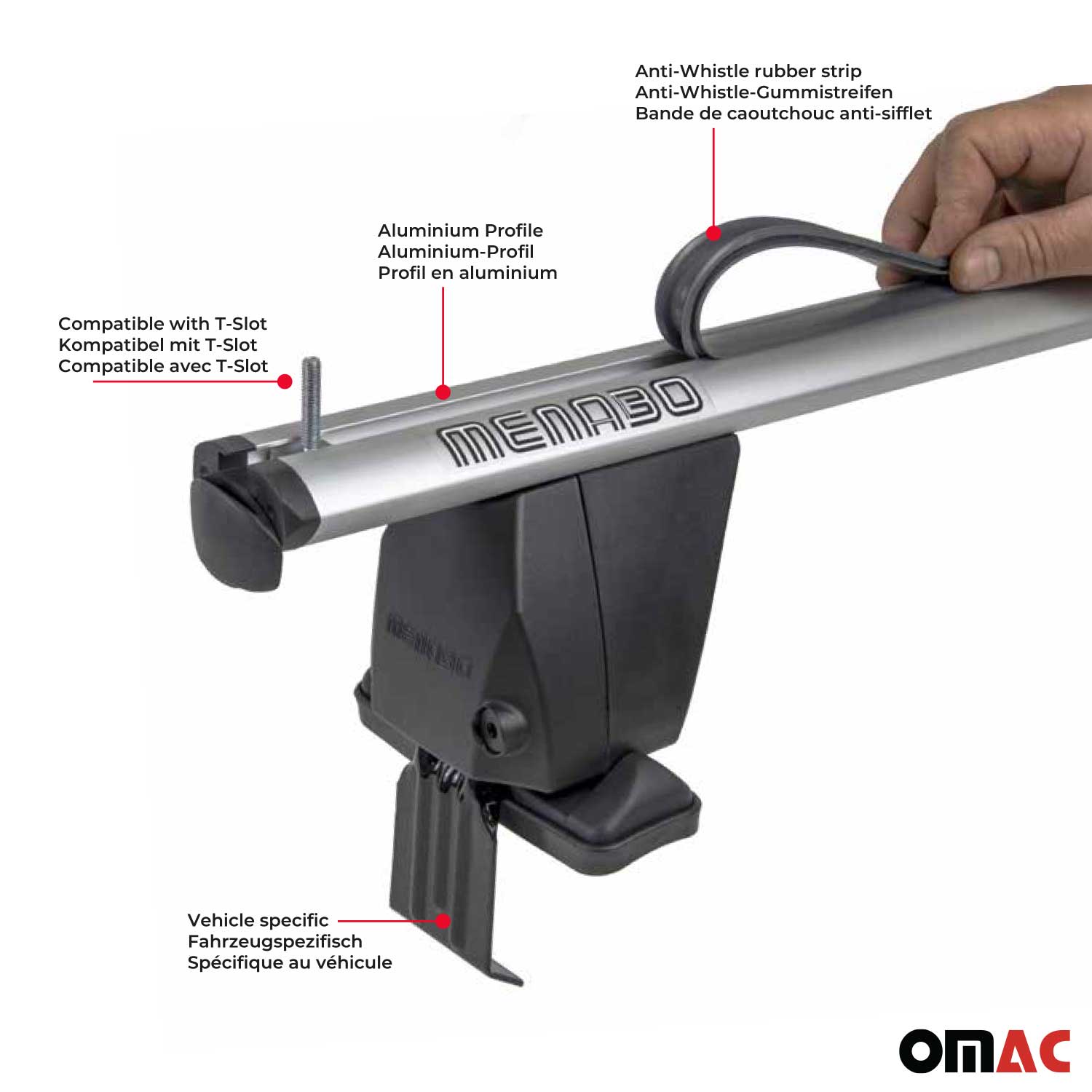 2023-2025 Jeep Avenger Menabo Dachträger Grundtäger ABE Aluminium Silber 2x OMAC DE