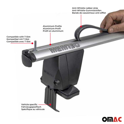 2023-2025 Jeep Avenger Menabo Dachträger Grundtäger ABE Aluminium Silber 2x OMAC DE