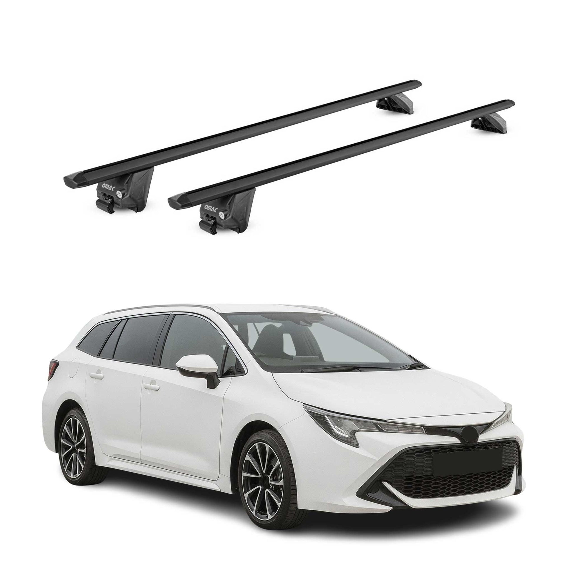 Dachträger für Toyota Corolla Kombi 2019-2025 100kg Alu Schwarz 2x ABE OMAC DE