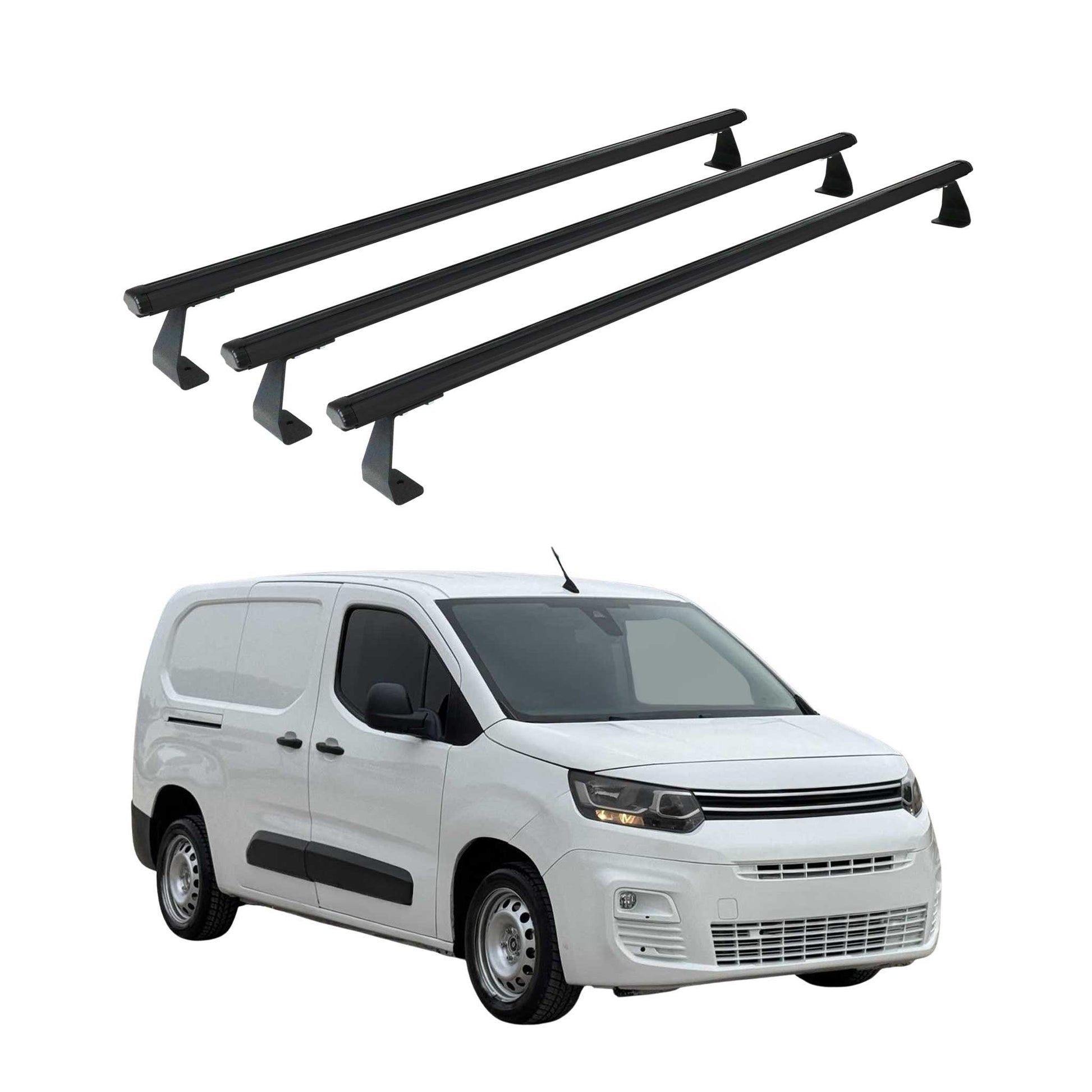 Dachträger Grundtäger für Citroen Berlingo 2018-2025 75kg Alu Schwarz 3 tlg OMAC DE