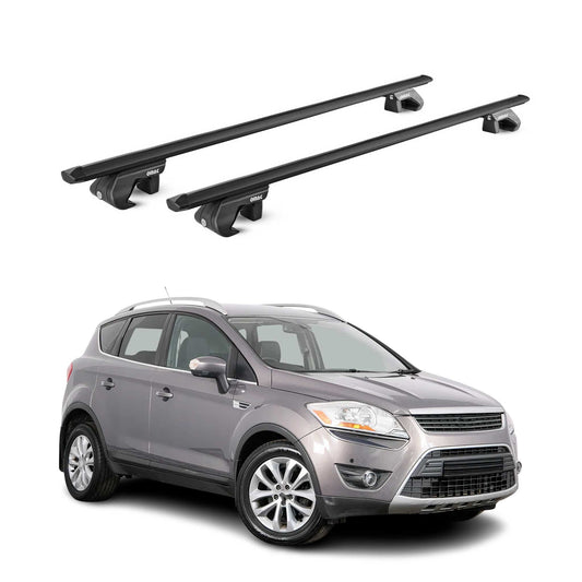 Dachträger Grundtäger für Ford Kuga 2008-2019 5 tür 90kg Alu Schwarz 2 tlg ABE OMAC DE
