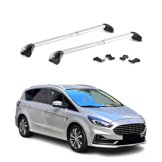 Dachträger Grundtäger für Ford S-Max 2015-2023 100kg Aluminium Silber 2 tlg ABE OMAC DE