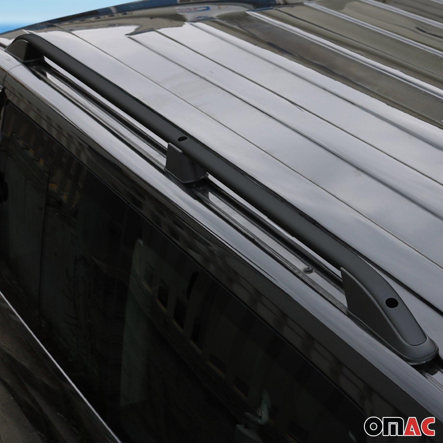 Dachreling Dachgepäckträger für VW Transporter T7 2024-2025 L2 Langer Schwarz 2x OMAC DE