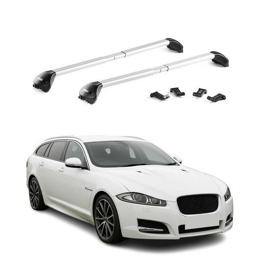 Dachträger Grundtäger für Jaguar XF Kombi 2012-2016 100kg Alu Silber 2 tlg ABE OMAC DE
