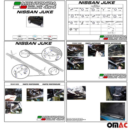 Edelstahl Seitenschweller Schwellerrohre für Nissan Juke 2010-2019 Schwarz OMAC DE